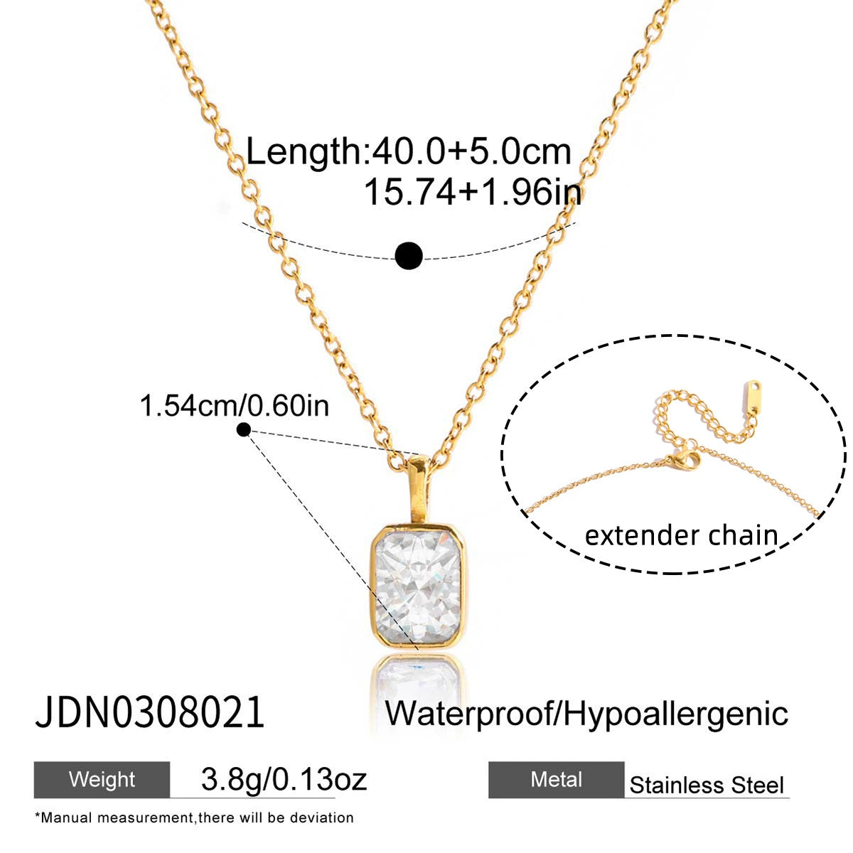 18k stainless steel zircon necklace that won't fade