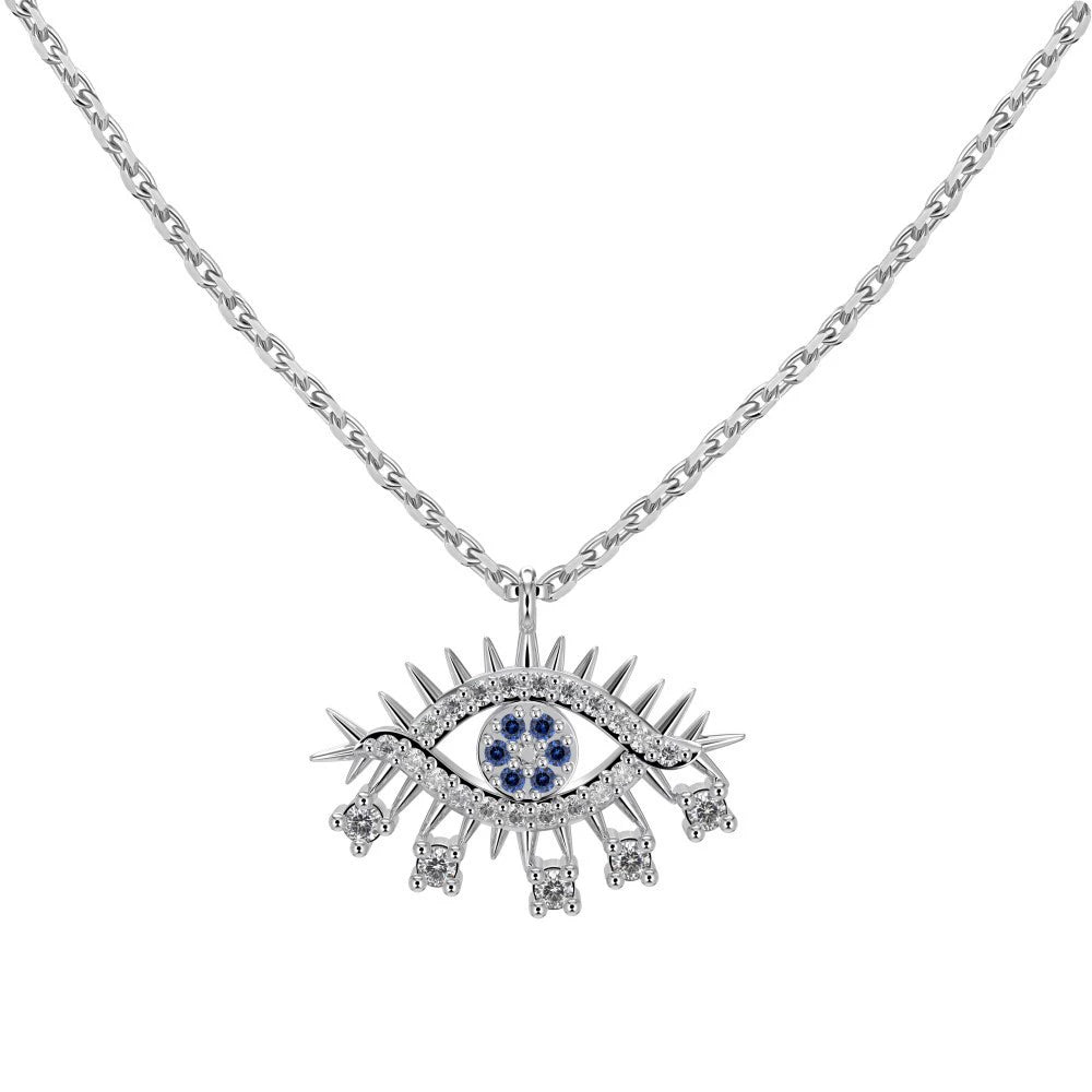 S925 Silver Evil Eye Blue Zircon Inlaid Set