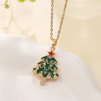 Christmas Tree Stainless Steel Micro-Inlaid Zircon Necklace
