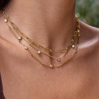 18K stainless steel zircon stacked necklace that won't fade