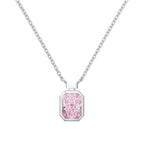 925银方糖爱心锆石镶嵌精致爆闪项链