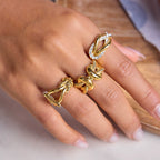 Rope knot design rhinestone stainless steel ring