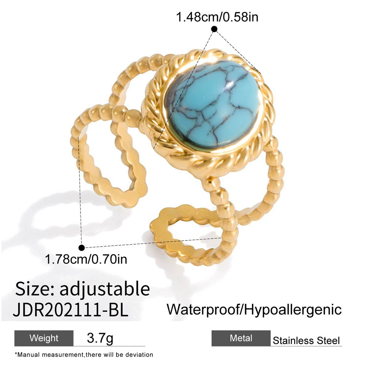 Turquoise Stainless Steel Pearl Ring Bracelet