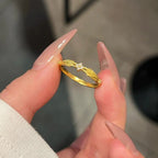 Angel Wings Four-Leaf Clover Diamond Brass Alloy Ring