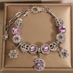 Vintage Purple Series Glass Bead Alloy Bracelet