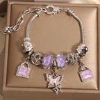 Vintage Purple Series Glass Bead Alloy Bracelet