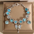 Vintage Aquamarine Series Glass Alloy Bracelet