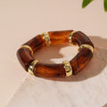 Vintage Gradient Acrylic Geometric Bamboo Joint Elastic Bracelet