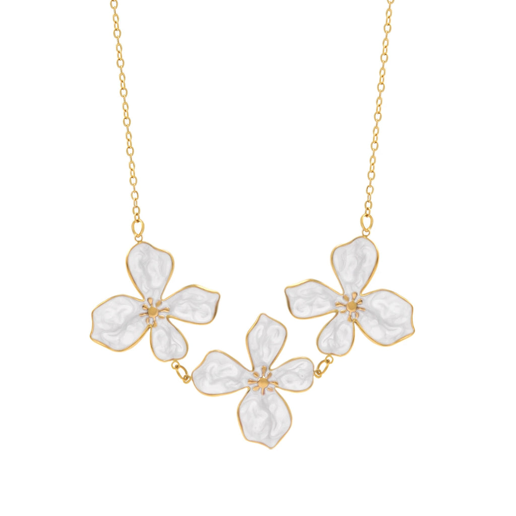 Oil-drop flower elegant stainless steel necklace and bracelet