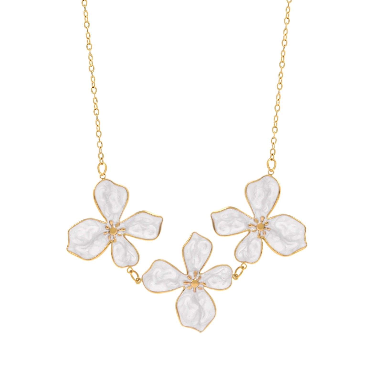 Oil-drop flower elegant stainless steel necklace and bracelet