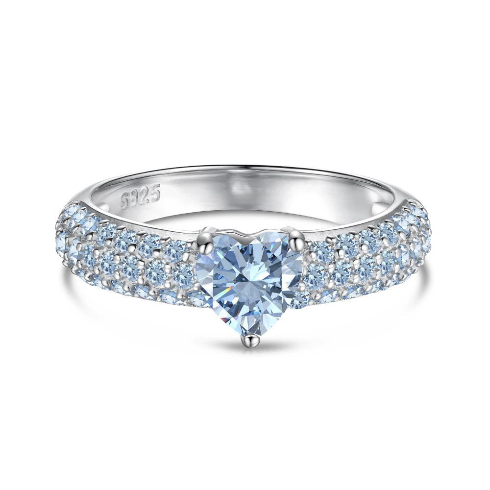 925 Silver Sweet Rainbow Barbie Heart Zircon Ring