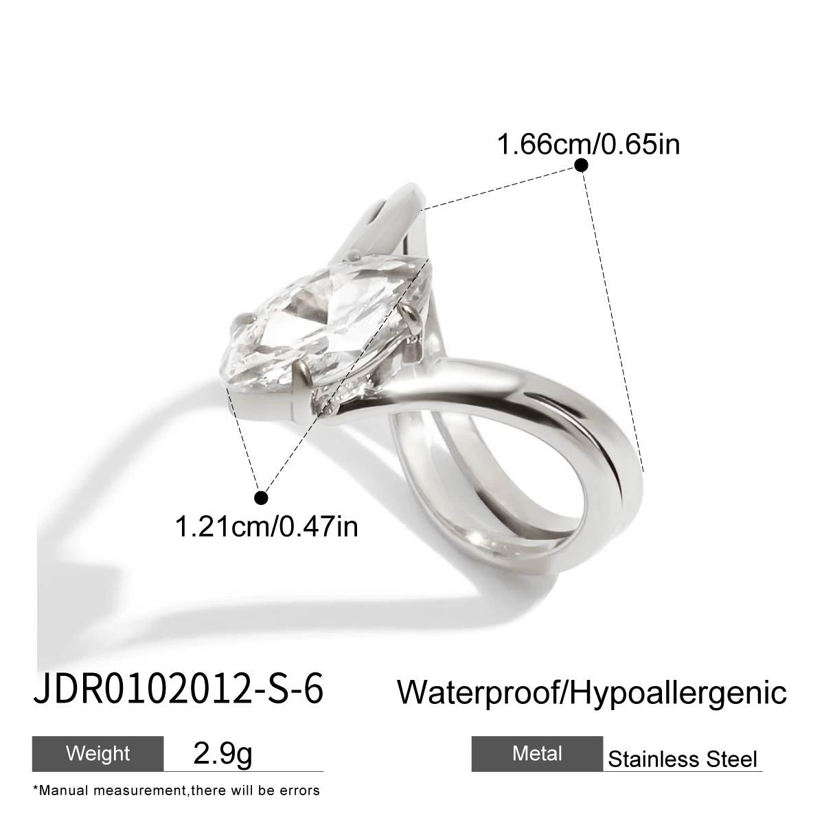 Zircon stainless steel non-fading ring