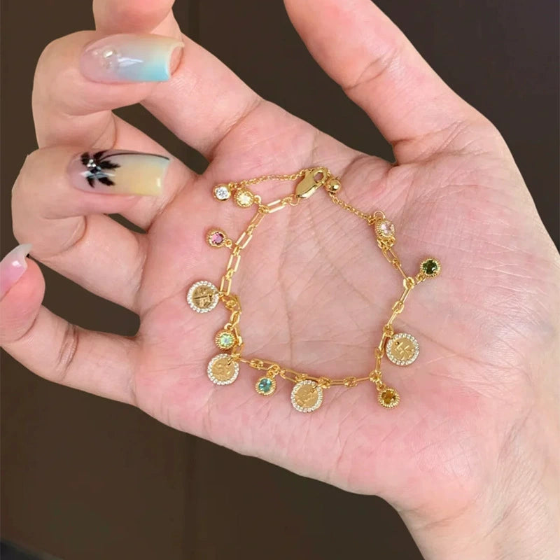 Vintage-style starry copper alloy bracelet