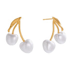 Cherry stainless steel imitation pearl earrings
