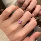 Purple gemstone four-leaf clover copper alloy necklace