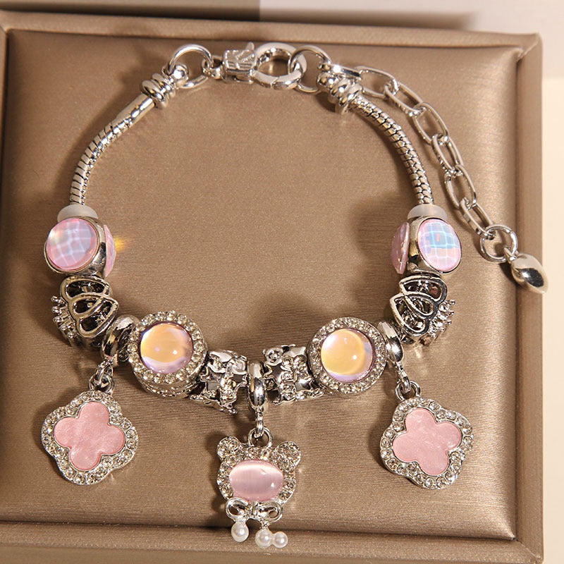 Vintage Pink Series Glass Alloy Bracelet