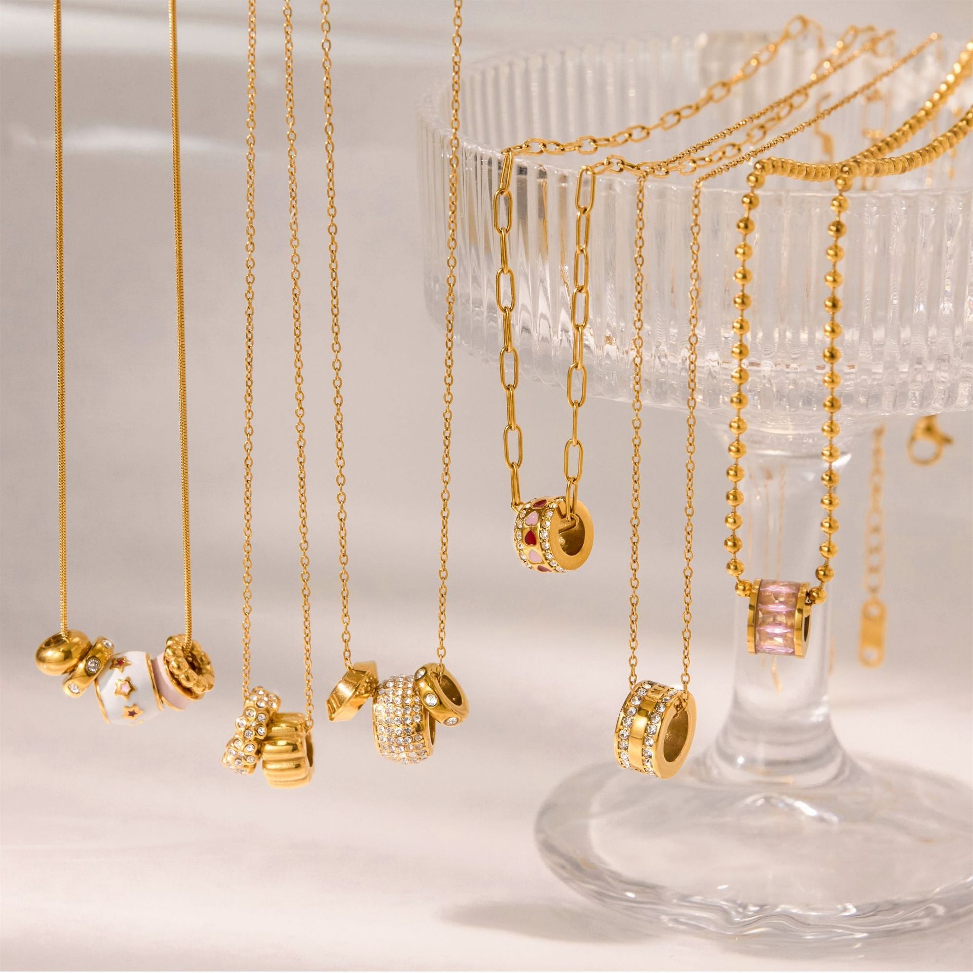 Slim Waist Lucky Bead Stainless Steel Necklace