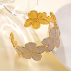 Oil-dripping flower stainless steel C-shaped open bracelet
