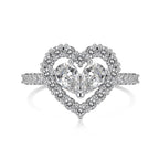 925 Silver Heart Hollow Pink Zircon Inlaid Diamond Set