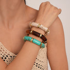 Vintage Gradient Acrylic Geometric Bamboo Joint Elastic Bracelet