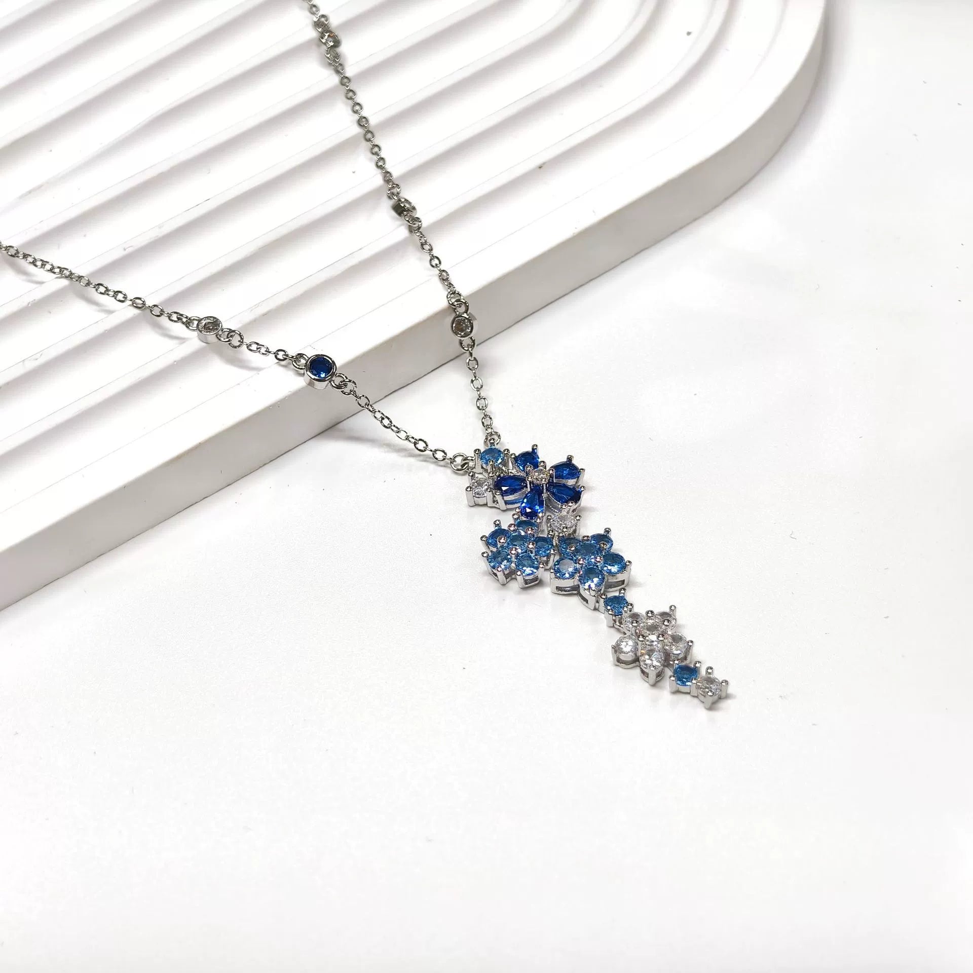 仲夏夜之梦海蓝宝花朵铜合金套装