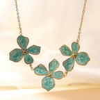 Oil-drop flower elegant stainless steel necklace and bracelet