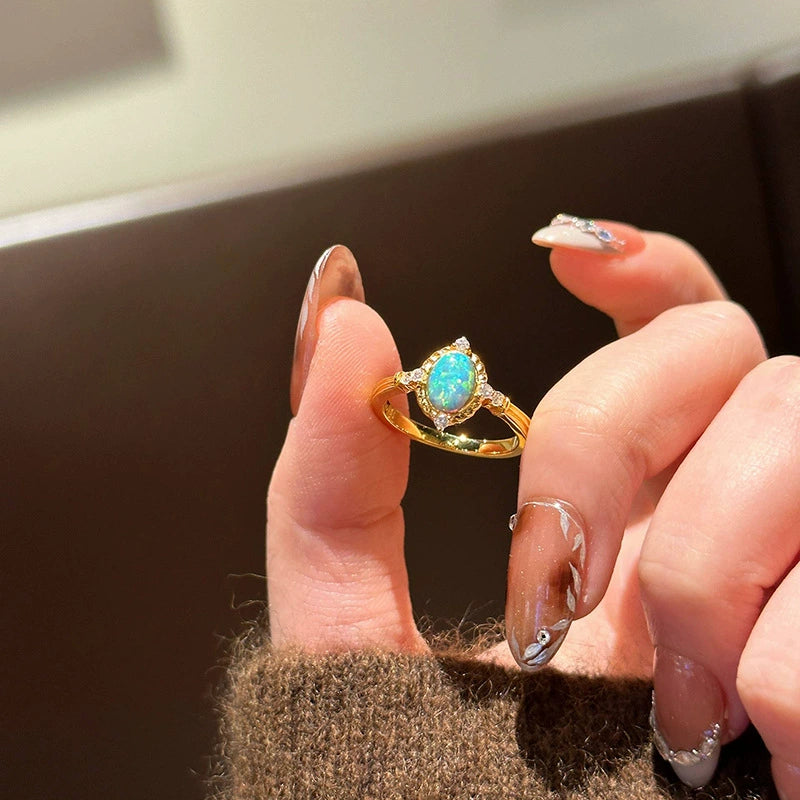 Sapphire Opal High-Grade Copper Alloy Ring