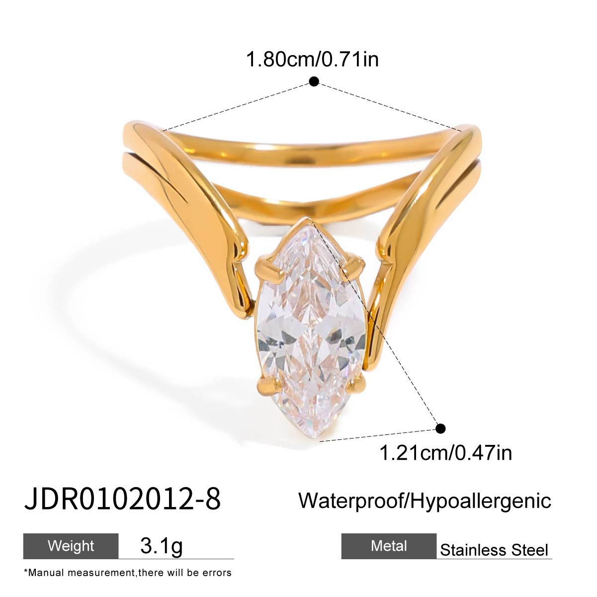 Zircon stainless steel non-fading ring