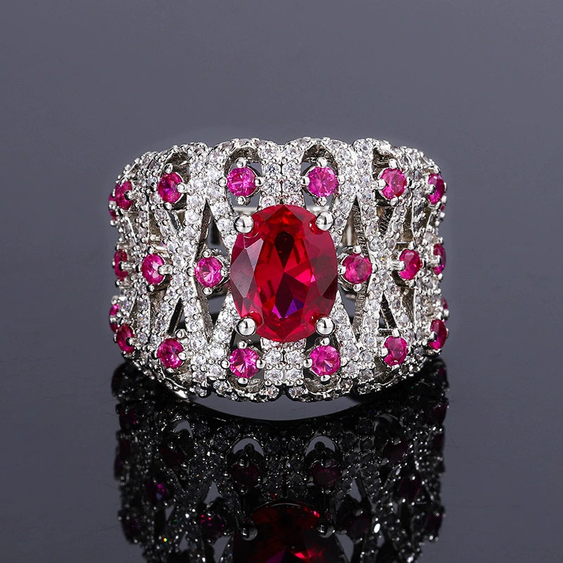 Colored Gemstone Micro-set Zircon Copper Alloy Ring