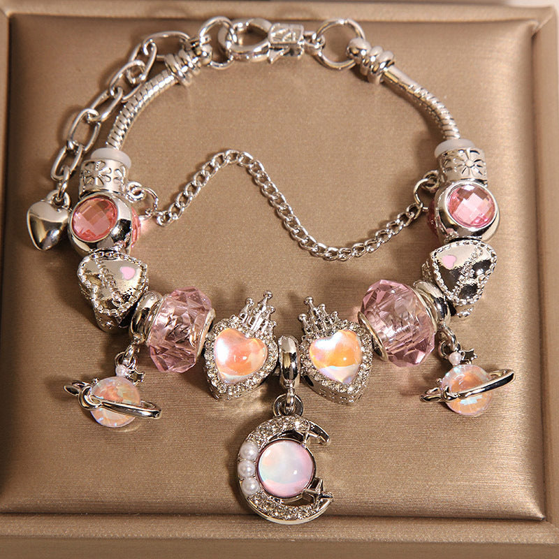 Vintage Pink Series Glass Alloy Bracelet