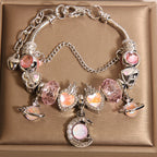 Vintage Pink Series Glass Alloy Bracelet