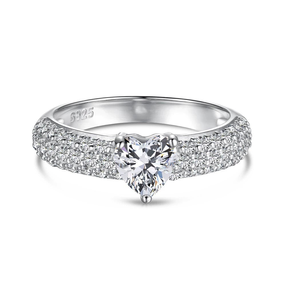 925 Silver Sweet Rainbow Barbie Heart Zircon Ring