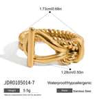 Rope knot design rhinestone stainless steel ring