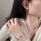 925 Sterling Silver Luxury Four-Leaf Clover Sparkling Set