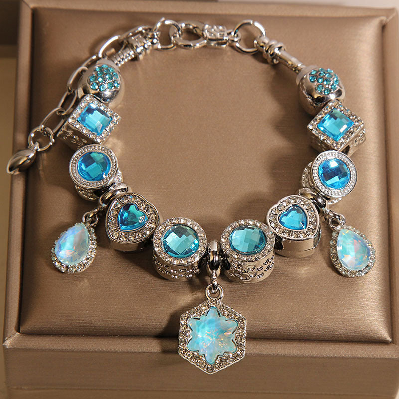 Vintage Aquamarine Series Glass Alloy Bracelet