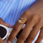 Sunflower Zircon Stainless Steel Ring