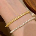 Full Diamond Flashing Layered Brushed Copper Alloy Bracelet