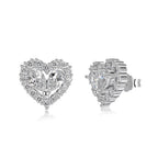925 Silver Heart Hollow Pink Zircon Inlaid Diamond Set