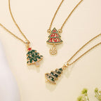Christmas Tree Stainless Steel Micro-Inlaid Zircon Necklace