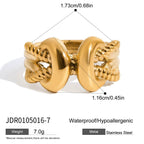 Rope knot design rhinestone stainless steel ring