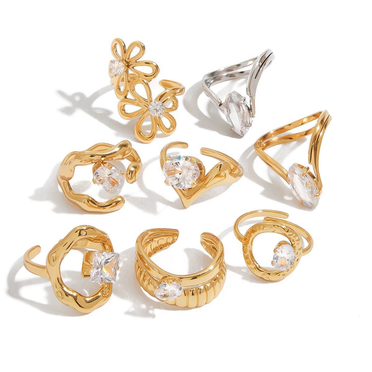 Zircon stainless steel non-fading ring