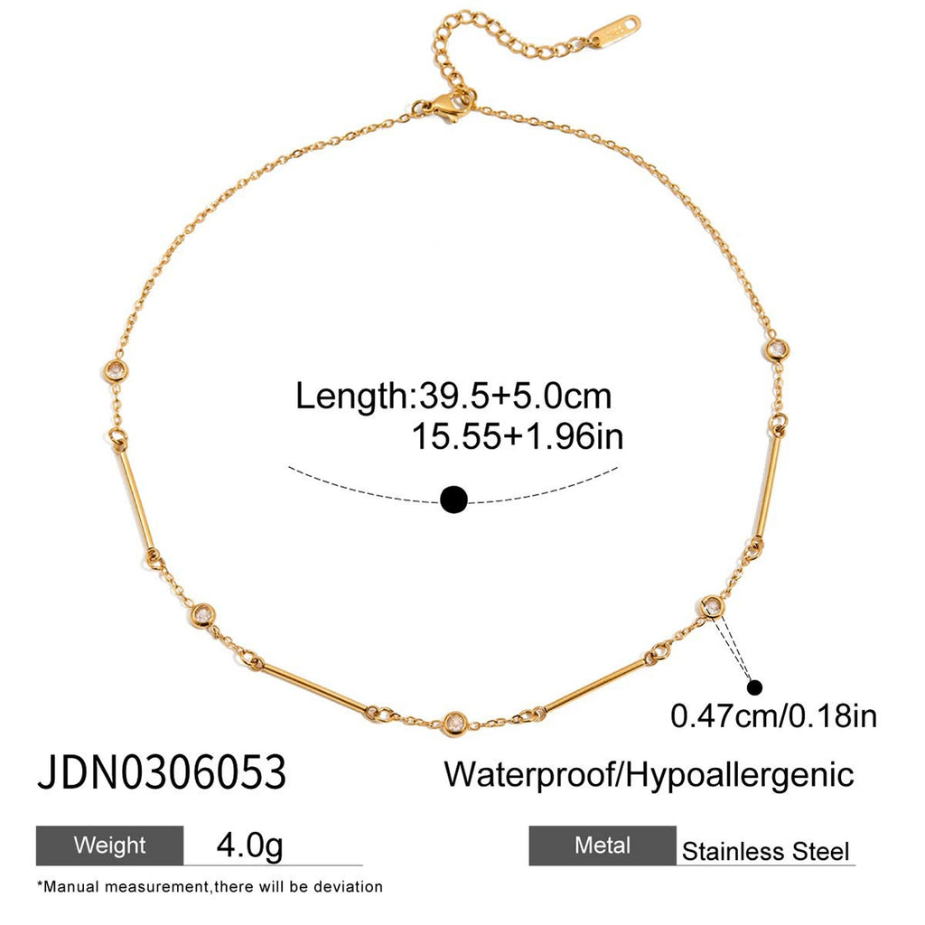 18K stainless steel zircon stacked necklace that won't fade