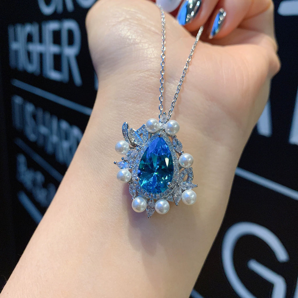 Zircon, Pearl, Micro-painted Pearl, Aquamarine, Diamond, and Gemstone Set