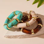 Vintage Gradient Acrylic Geometric Bamboo Joint Elastic Bracelet