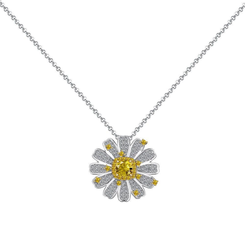 925 Sterling Silver Daisy Sunflower Full Diamond Set