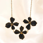 Oil-drop flower elegant stainless steel necklace and bracelet