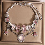 Vintage Pink Series Glass Alloy Bracelet