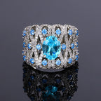 Colored Gemstone Micro-set Zircon Copper Alloy Ring