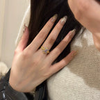 紫荆花缎带紫锆石铜合金套装