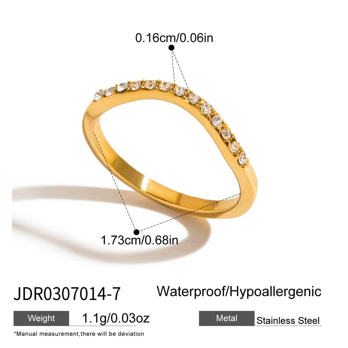 Zircon stainless steel non-fading ring
